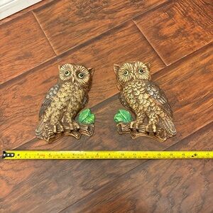 Vintage Chalkware Owls Set